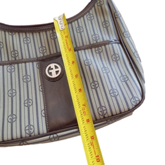 GIANI BERNINI    Shoulder Bag Top Zip  Olive with Brown Trim - Picture 9 of 11